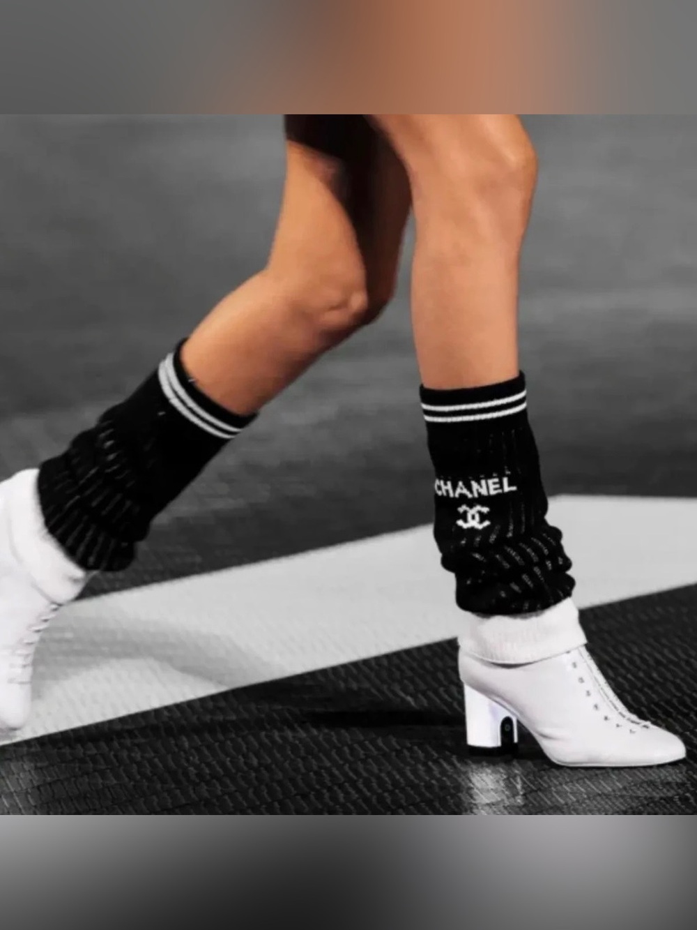 Double C Black and White Knit Logo Leg
Warmers